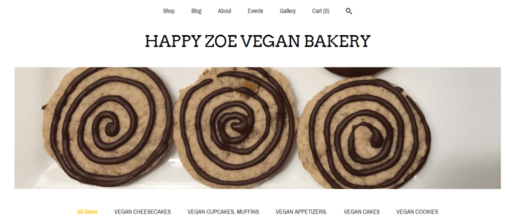 Bakery Website Design Ideas and Inspirations (Happy Zoe Vegan Bakery) - ColorWhistle