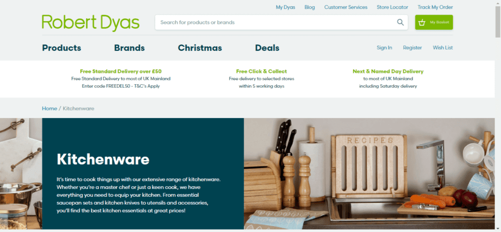 Successful Online Kitchenware Store Website’s Inspiration (Robert Dyas) - ColorWhistle