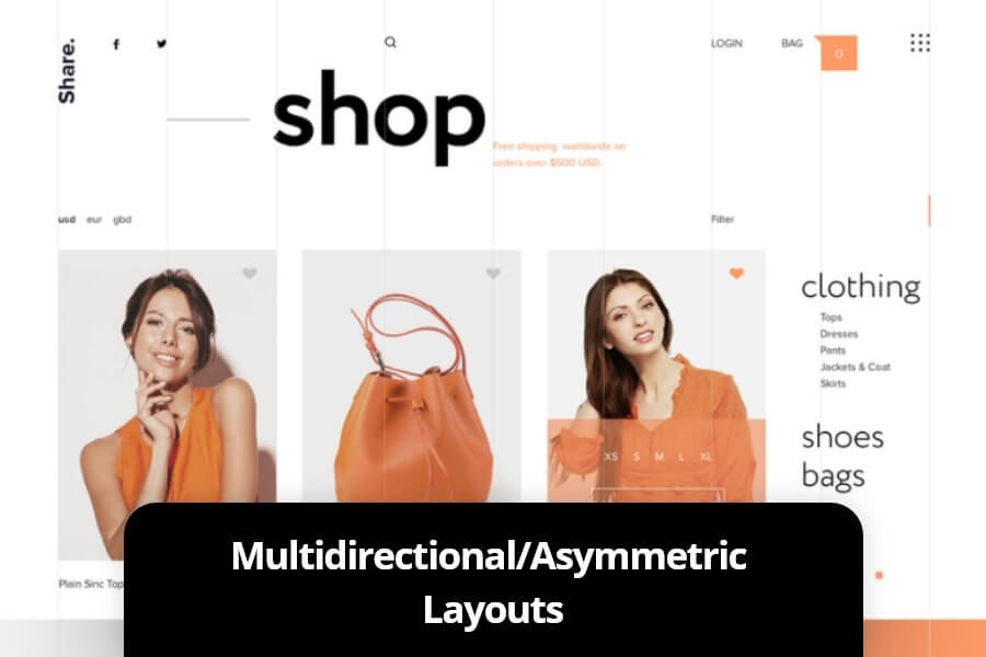 E-Commerce Website Design Trends to Look Out (Multidirectional Layouts) - ColorWhistle
