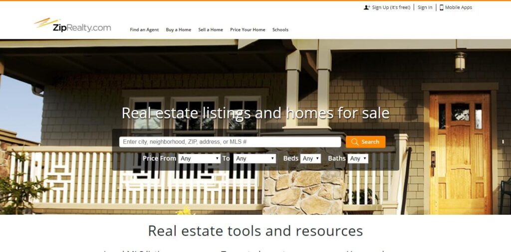 Real Estate Website Design Ideas and Examples (ZipRealty) - ColorWhistle