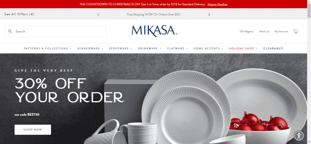 Successful Online Kitchenware Store Website’s Inspiration (Mikasa) - ColorWhistle