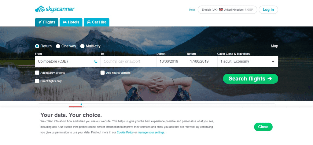 Best Travel Aggregator Website Examples (Skyscanner) - ColorWhistle