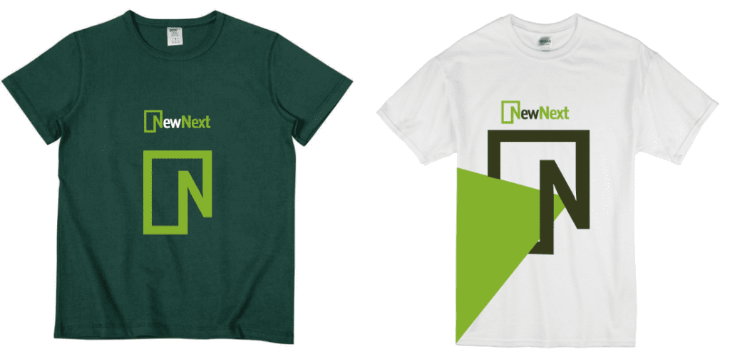 Branding / Rebranding Visualization with UseCases - Tshirt Branding for an Online Education Platform (NewNext) - ColorWhistle