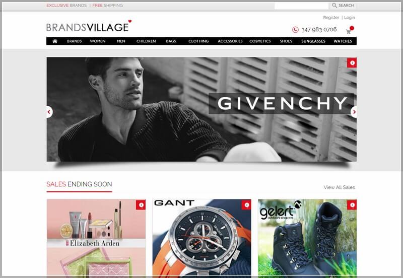 fashion website design ideas - brands village