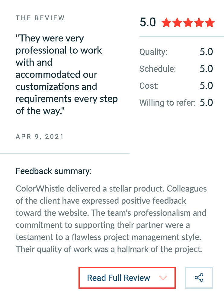 Our Professional Team Client Review - ColorWhistle