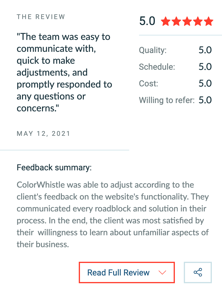 Our Client Communication Rating - ColorWhistle