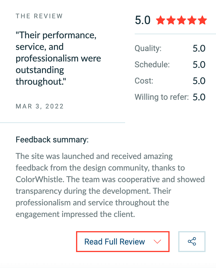 Our Performance Client Reviews - ColorWhistle