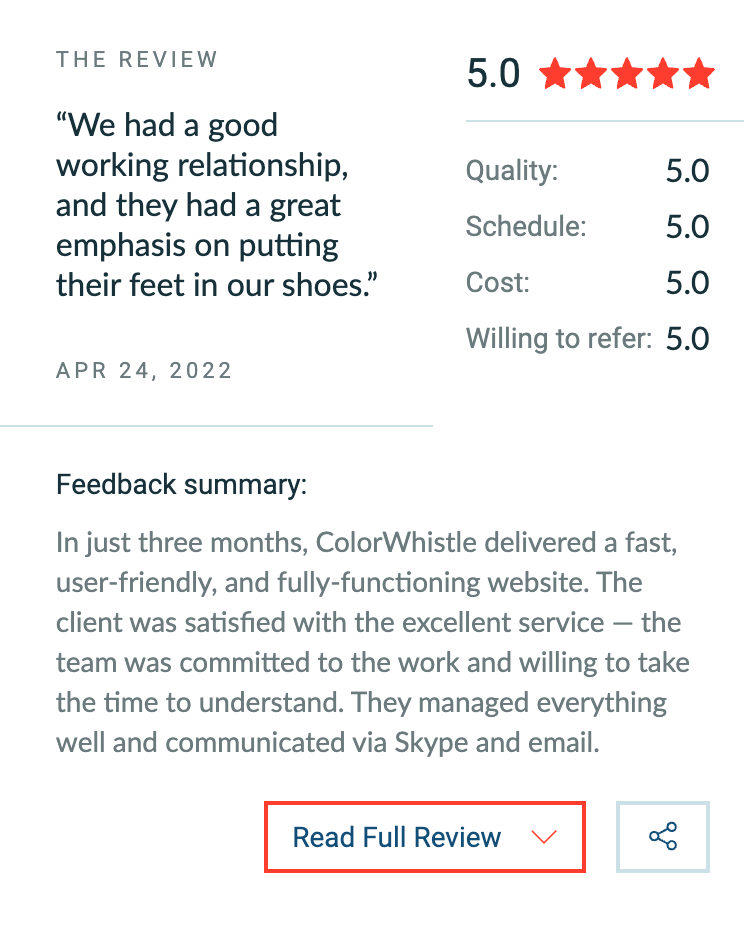 Our Working Relationship Client Reviews - ColorWhistle