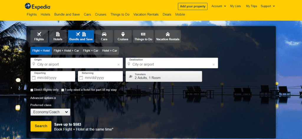 Best Travel Aggregator Website Examples (Expedia) - ColorWhistle