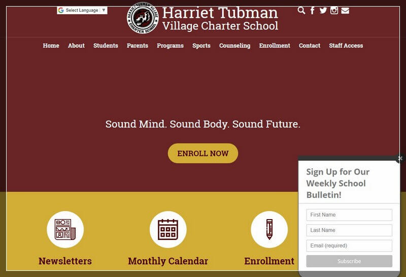 Charter School Website Ideas And Inspirations From USA (HarrietTubman) - ColorWhistle