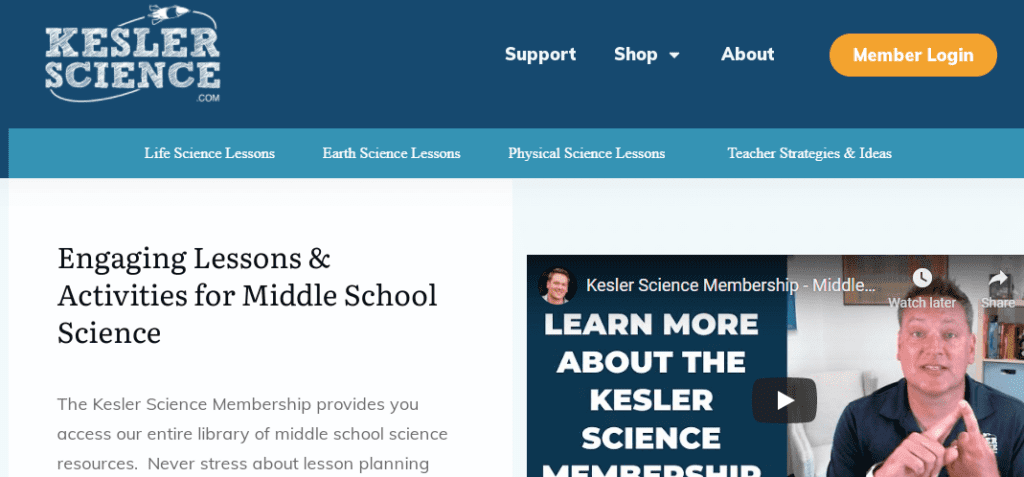 Education Membership Websites, Subscription Websites Examples (keslerScience) - ColorWhistle