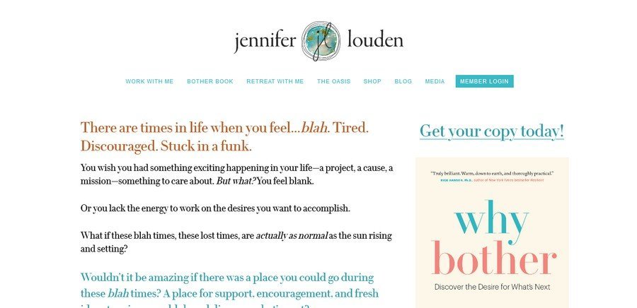 WordPress Website Design Ideas and Inspirations (Jennifer Louden) - ColorWhistle