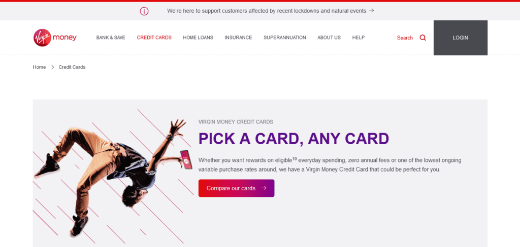 Australian Credit Card Loan Website Ideas (Virgin Money) - ColorWhistle