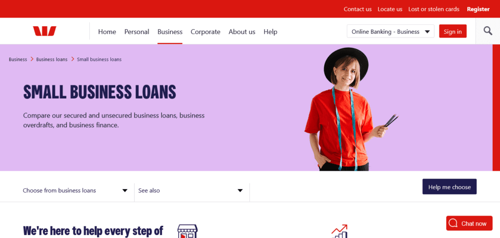 Australian Small Business Loan Website Ideas (Westpac) - ColorWhistle