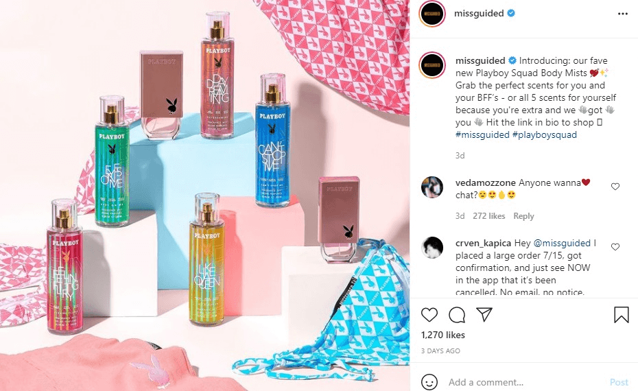 Attractive Instagram Ads Ideas - Ecommerce Ads Ideas (Missguided) - ColorWhistle
