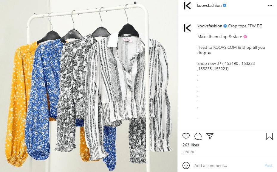 Attractive Instagram Ads Ideas - Ecommerce Ads Ideas (Koovs) - ColorWhistle