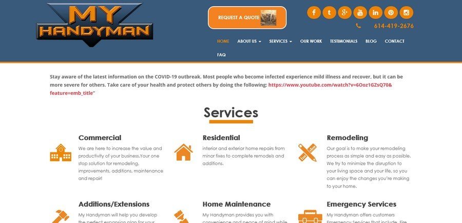 WordPress Website Design Ideas and Inspirations (My Handyman) - ColorWhistle