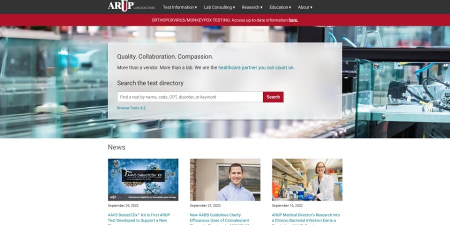 Pharmacy & Labs Website Design Inspirations (Aruplab) - ColorWhistle