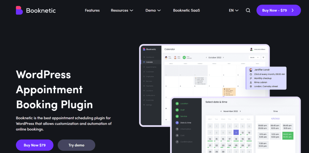 Best WordPress Appointment Plugins, WordPress Booking Plugin (Booknetic) - ColorWhistle