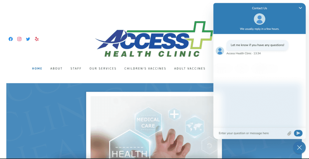 Clinical Laboratory Web App Live Chat Features (Access health Clinic) - ColorWhistle