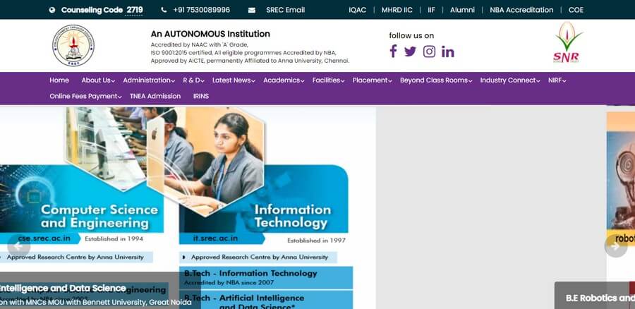 Educational Institutions in Coimbatore  Digital Marketing Audit (SREC) - ColorWhistle