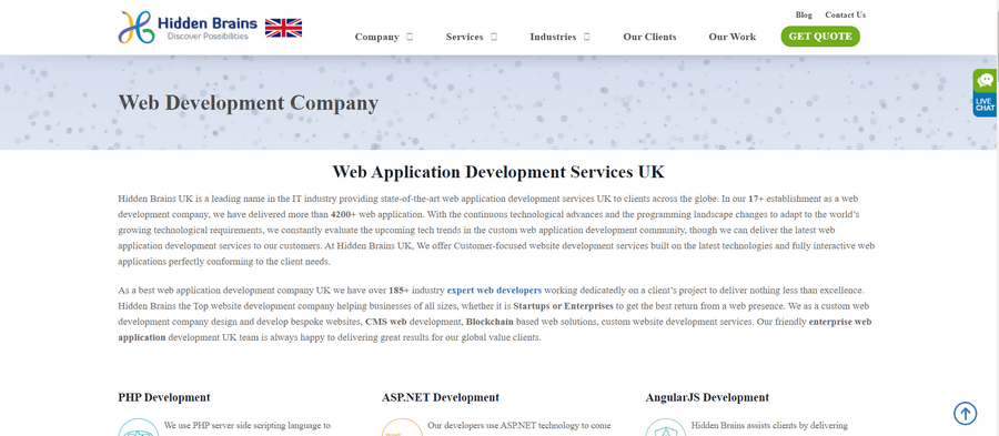 Top Web Application Development Companies UK (HiddenBrains) - ColorWhistle