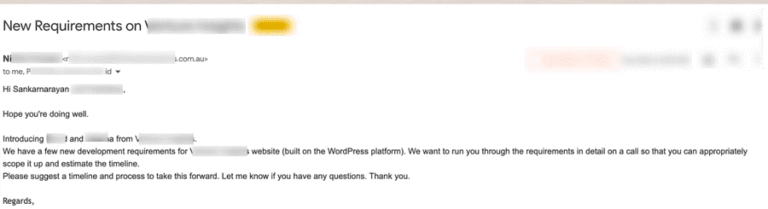 WordPress website development and maintenance partnership inquiry via ColorWhistle email