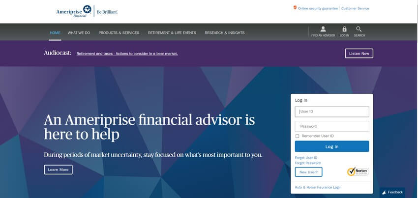 Financial Advisor Website Design Examples (Ameriprise) - ColorWhistle