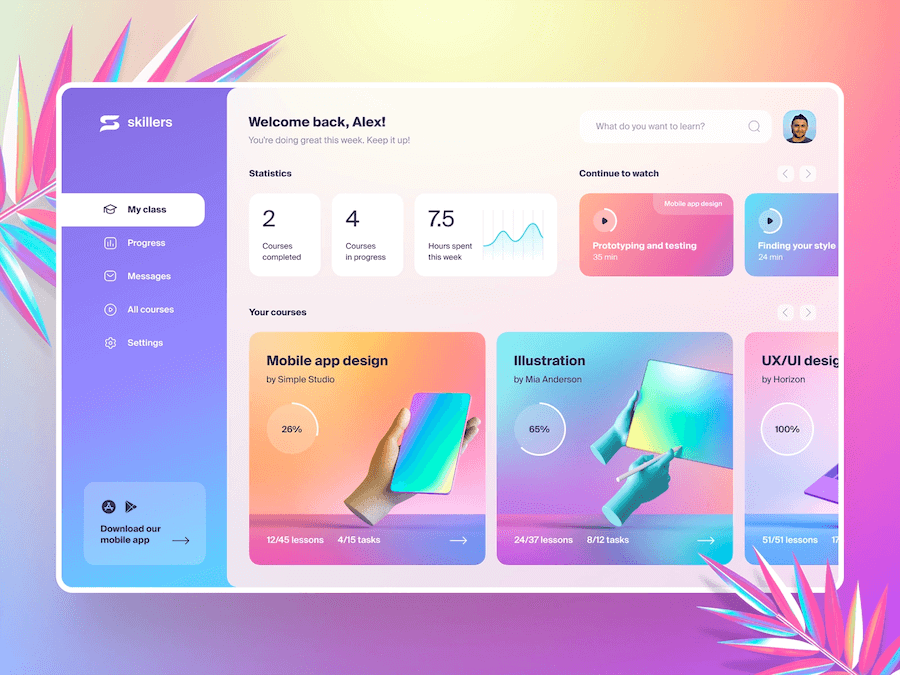 Modern Dashboard UI Design Inspirations, Trendy Dashboard Design Reference (Skillers) - ColorWhistle