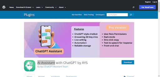 ChatGPT AI Assistant Plugins for WordPress - ColorWhistle