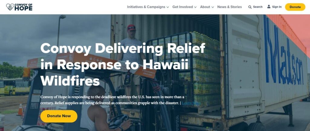 Website Design Ideas, Examples and Inspirations for Small Business  (Convoy of Hope) - ColorWhistle