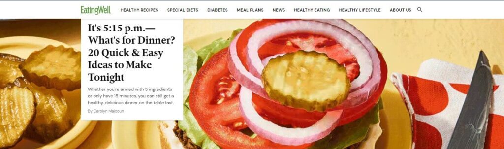 Website Design Ideas, Examples and Inspirations for Small Business  (Eating Well) - ColorWhistle