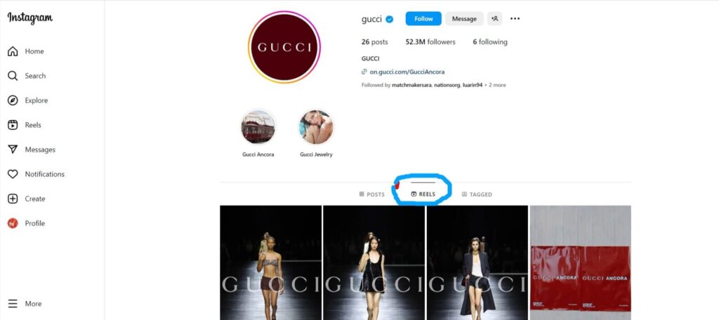 Instagram marketing for fashion brands in LA (Gucci Instagram) - ColorWhistle