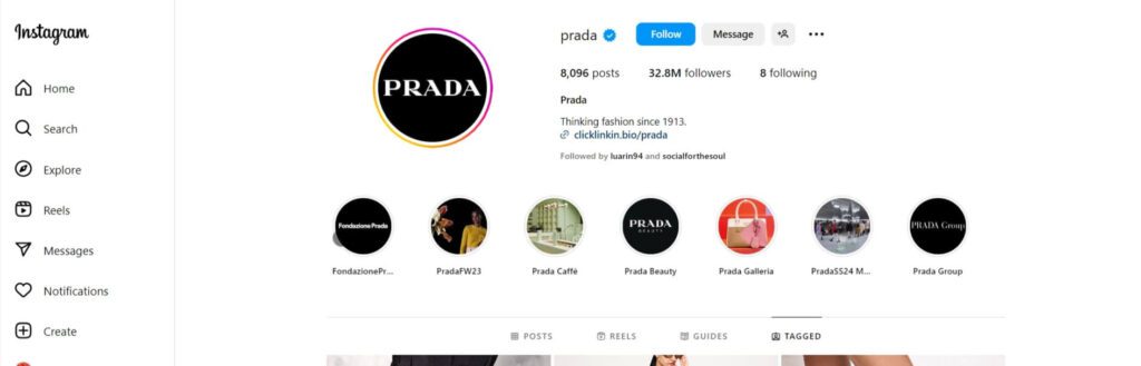 Instagram marketing for fashion brands in LA (Prada Instagram) - ColorWhistle