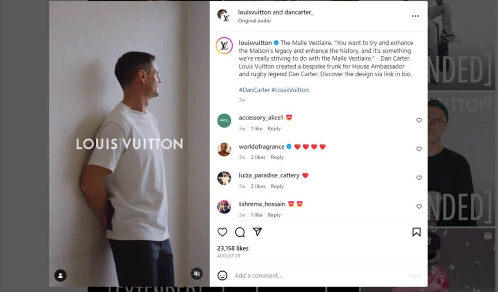 Instagram marketing for fashion brands in LA (louisvuitton Instagram) - ColorWhistle