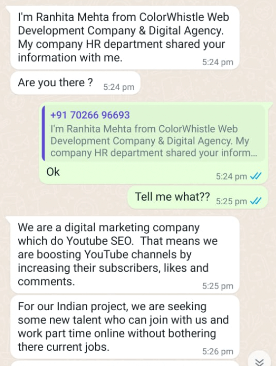 Scam - Fraud Circulation via WhatsApp for Marketing Services-victim screenshot6