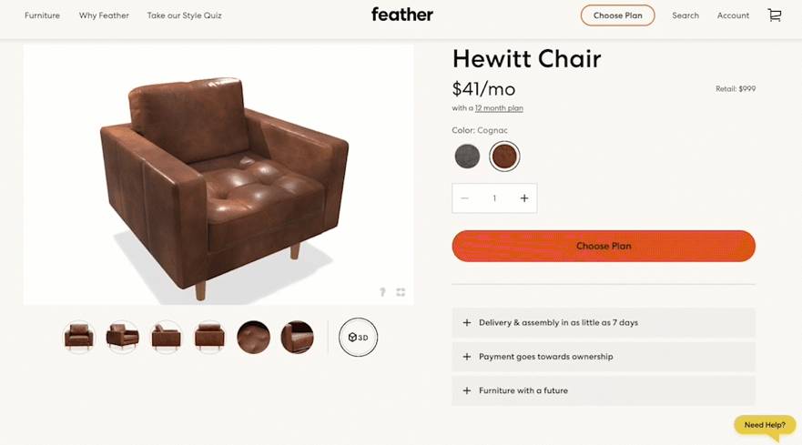 Furniture Customization Made Easy Empowering Customers with Three.js Configurators (Feather Furniture chair) - ColorWhistle