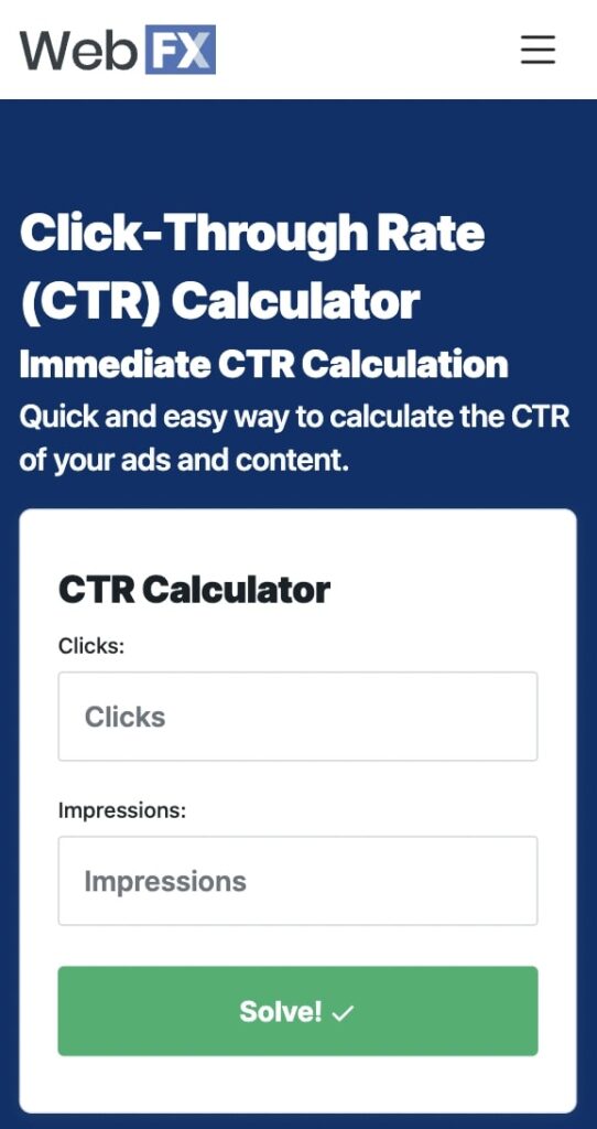 11+ Best Free CTR Calculator Online For 2024 (webfx) - ColorWhistle