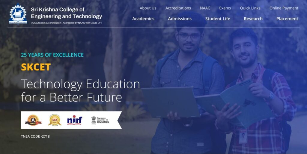 SKCET Website Revamp Success Case Study - Home page banner Section - After Revamp - ColorWhistle