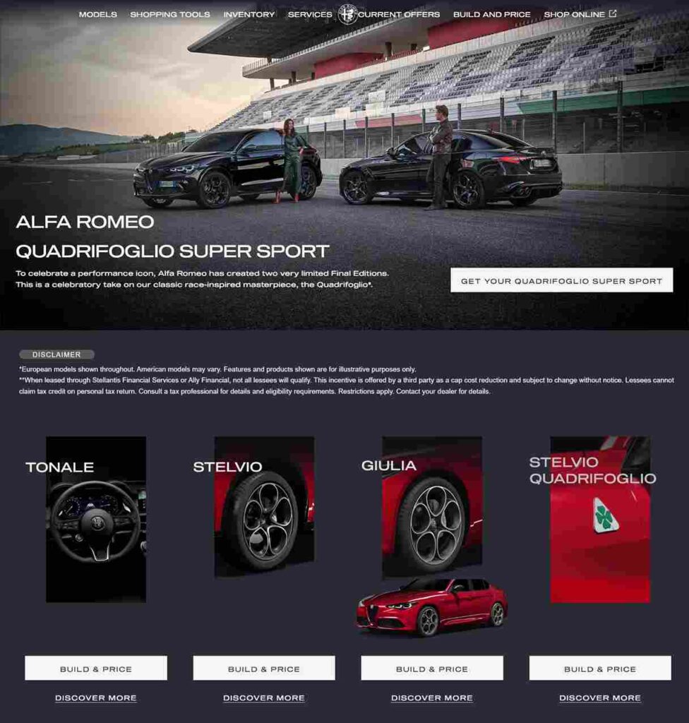 6 Must-Have Features For Modern Automotive Websites - Alfa Romeo - Colorwhistle