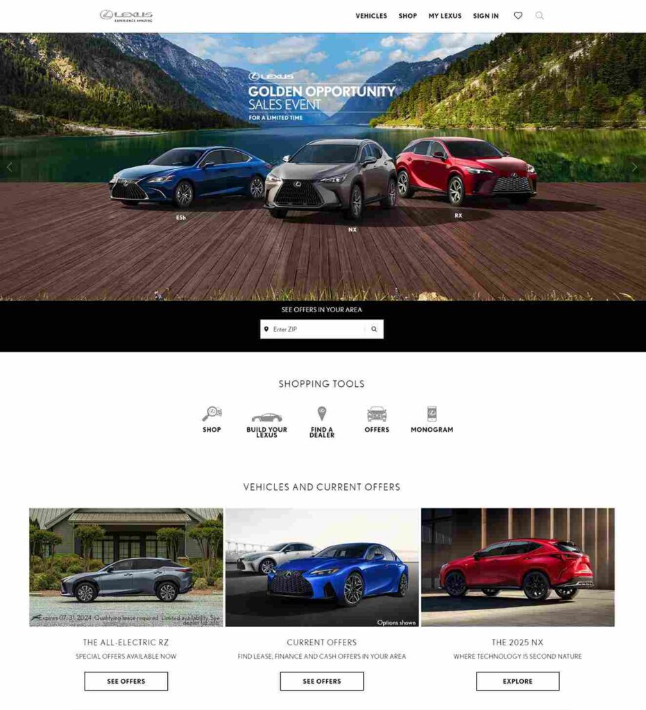 6 Must-Have Features For Modern Automotive Websites - Lexus - Colorwhistle