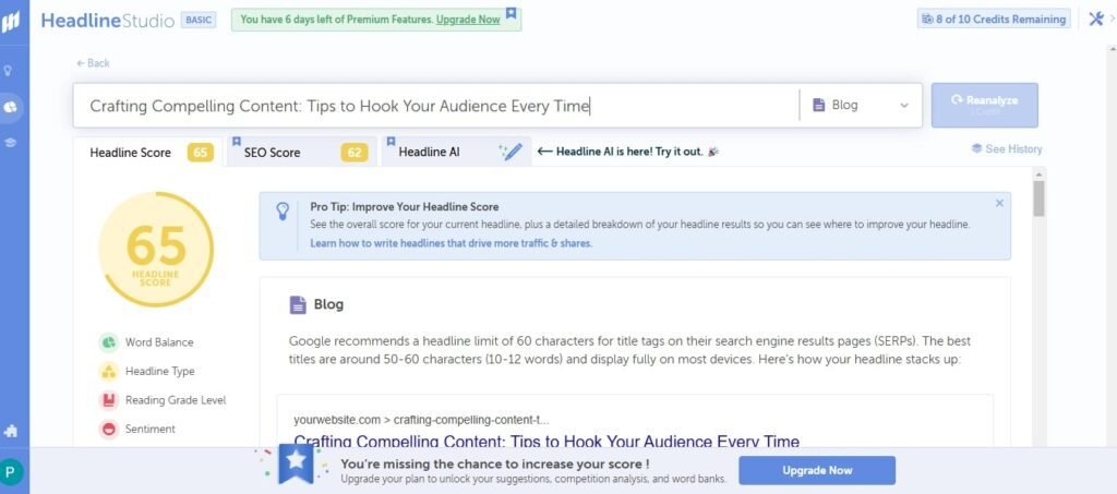 8 Must-Have Tools to Enhance Your Content Writing (Headline Studio - Headline Score) ColorWhistle