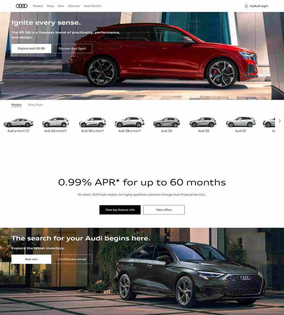 Best Automotive Brand Websites 2024 - Audi - Colorwhistle