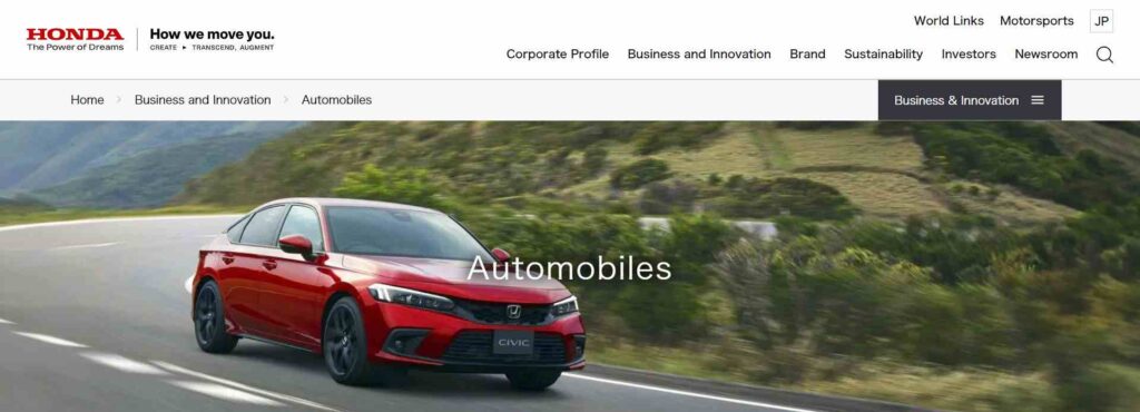 Best Automotive Brand Websites 2024 - Honda - Colorwhistle