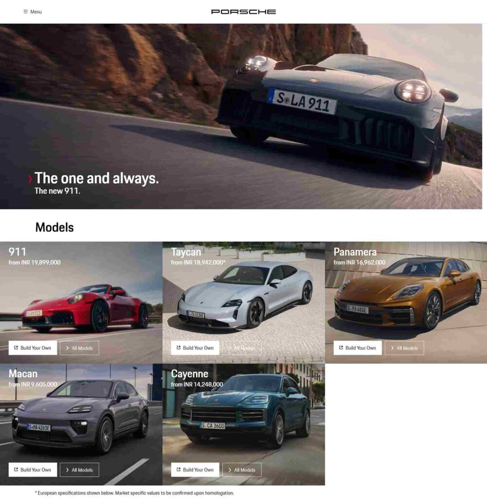 Best Automotive Brand Websites 2024 - Porsche - Colorwhistle