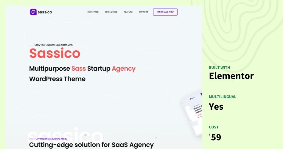 Best WordPress Themes for SaaS Businesses (Sassico) - ColorWhistle