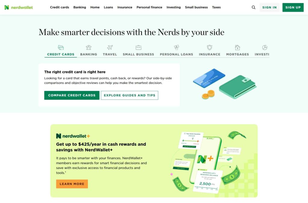 Comparison Website design - NerdWallet - Colorwhistle