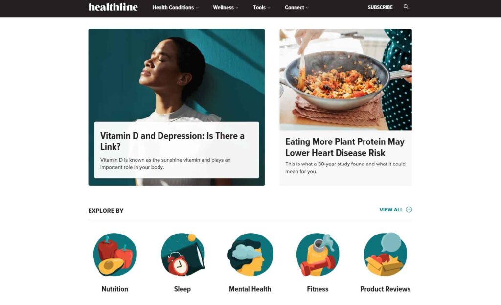 Health and Wellness Website development - Healthline - Colorwhistle