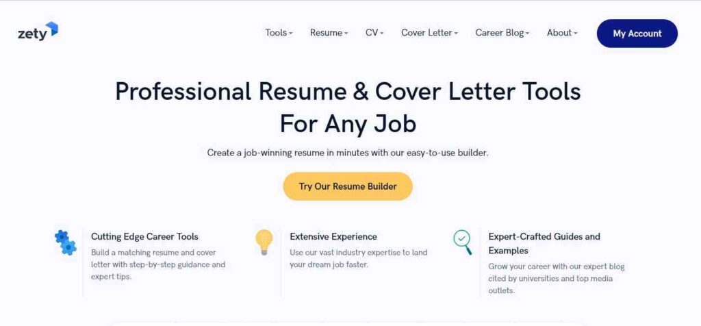 Resume builder Website design - Zety - Colorwhistle