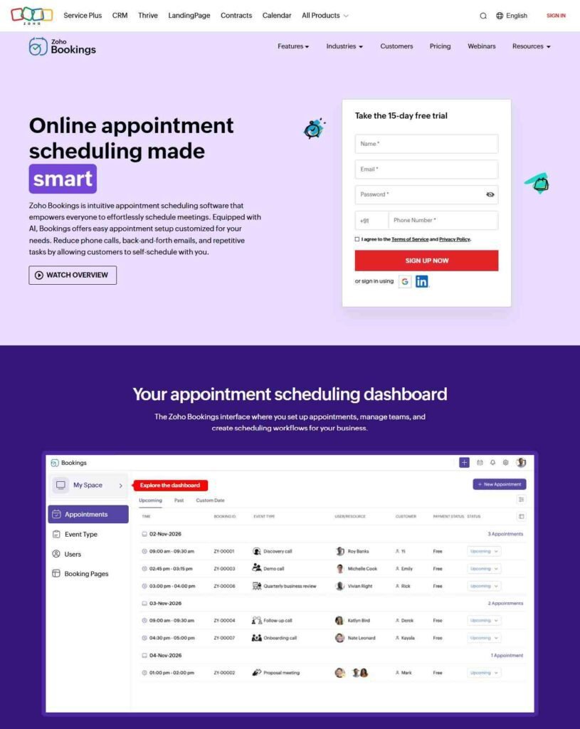 Streamlining Appointment and Scheduling Systems with Webflow - (Zoho) - ColorWhistle